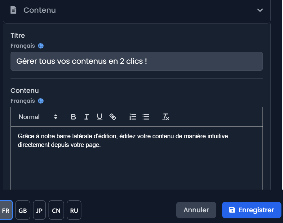 Gérez tous vos contenus en 2 clics !