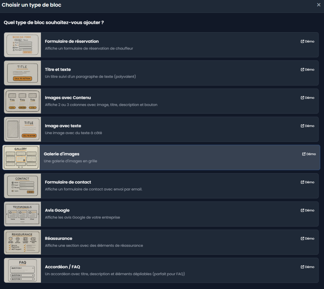 Tous les modèles de contenus dont vous avez besoin