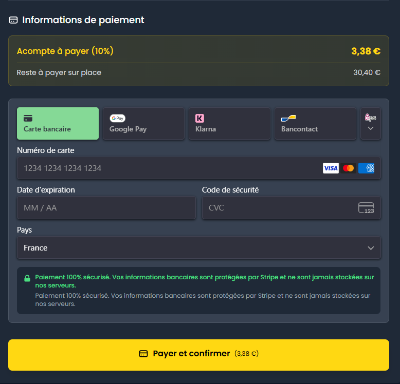 Formulaire de paiement sécurisé et intégré
